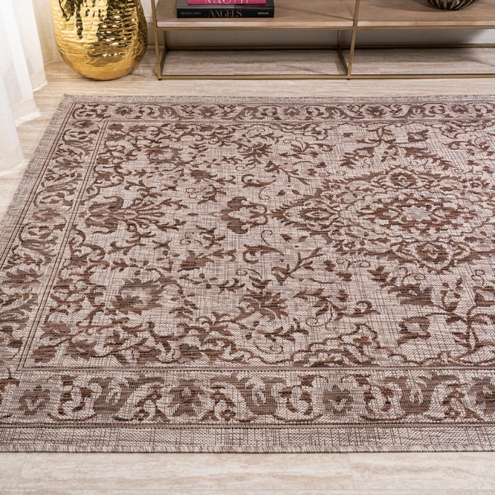 Jerash Ornate Medallion Brown/Beige 3 ft. x 5 ft. Indoor/Outdoor Area Rug