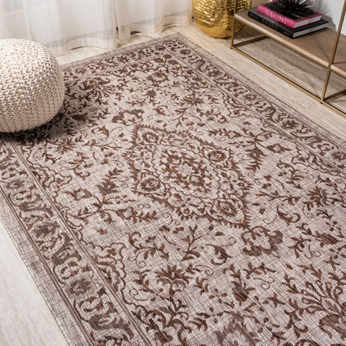 Jerash Ornate Medallion Brown/Beige 3 ft. x 5 ft. Indoor/Outdoor Area Rug