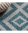 Sintra Diamond Tribal Blue/Gray 2 ft. x 10 ft. Indoor/Outdoor Runner Rug