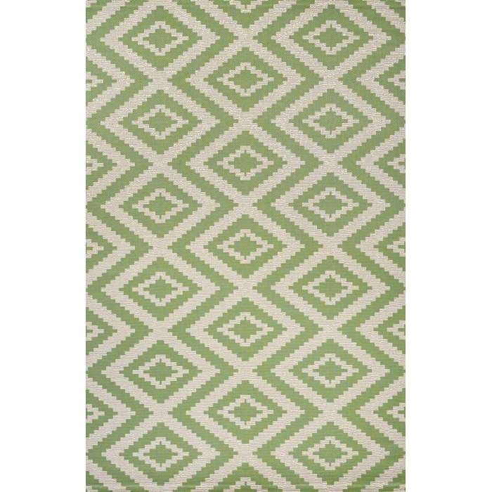 Sintra Diamond Tribal Green/Cream 3 ft. x 5 ft. Indoor/Outdoor Area Rug