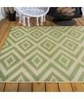Sintra Diamond Tribal Green/Cream 3 ft. x 5 ft. Indoor/Outdoor Area Rug