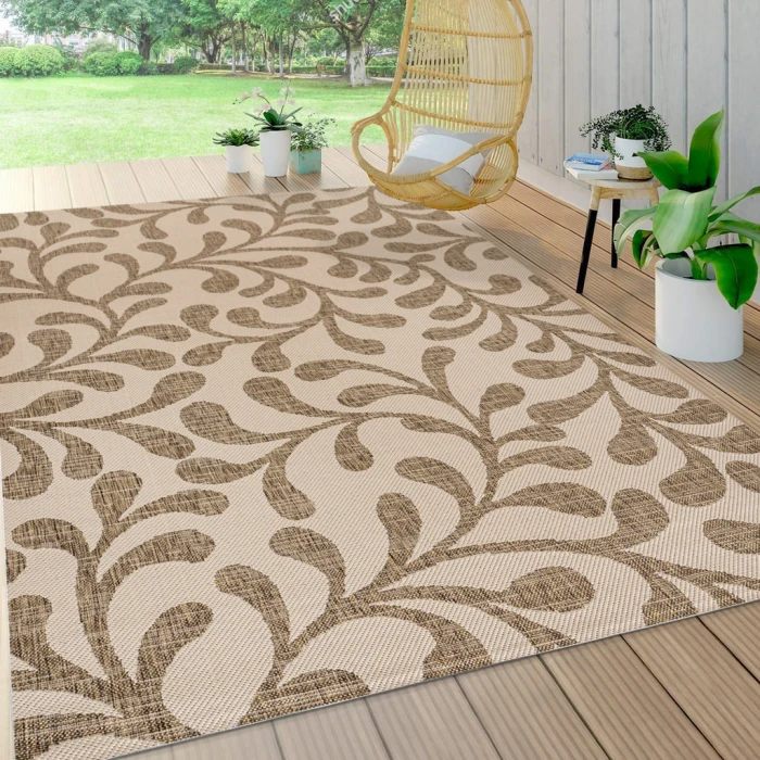 Vine All Over Brown/Beige 8 ft. x 10 ft. Indoor/Outdoor Area Rug
