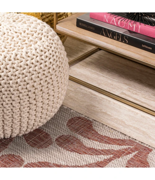 Vine All Over Red/Beige 2 ft. x 10 ft. Indoor/Outdoor Runner Rug