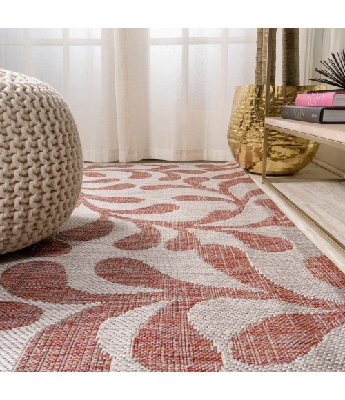 Vine All Over Red/Beige 2 ft. x 10 ft. Indoor/Outdoor Runner Rug