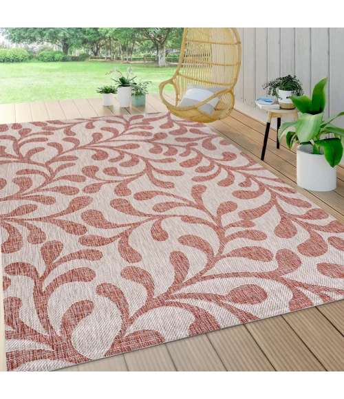 Vine All Over Red/Beige 3 ft. x 5 ft. Indoor/Outdoor Area Rug