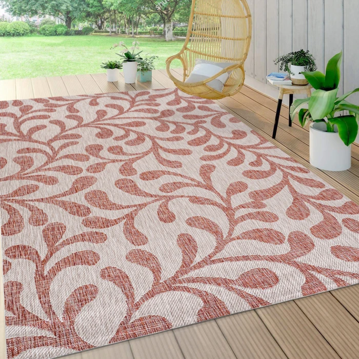 Vine All Over Red/Beige 4 ft. x 6 ft. Indoor/Outdoor Area Rug