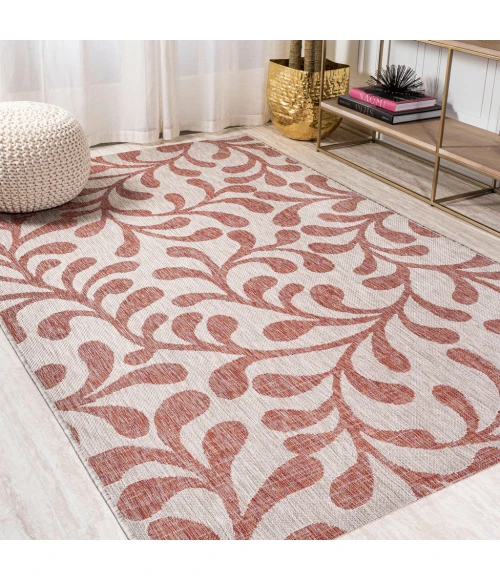 Vine All Over Red/Beige 3 ft. x 5 ft. Indoor/Outdoor Area Rug