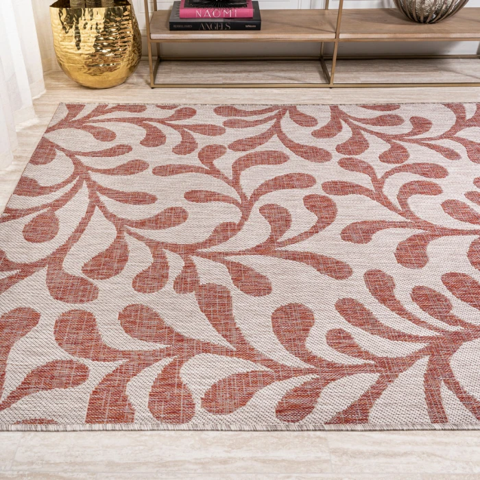 Vine All Over Red/Beige 4 ft. x 6 ft. Indoor/Outdoor Area Rug