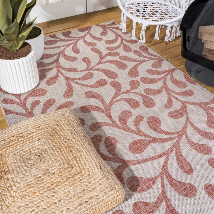 Vine All Over Red/Beige 4 ft. x 6 ft. Indoor/Outdoor Area Rug