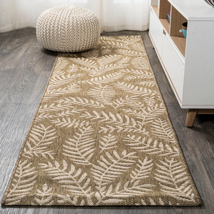 Nevis Palm Frond Brown/Beige 2 ft. x 8 ft. Indoor/Outdoor Runner Rug