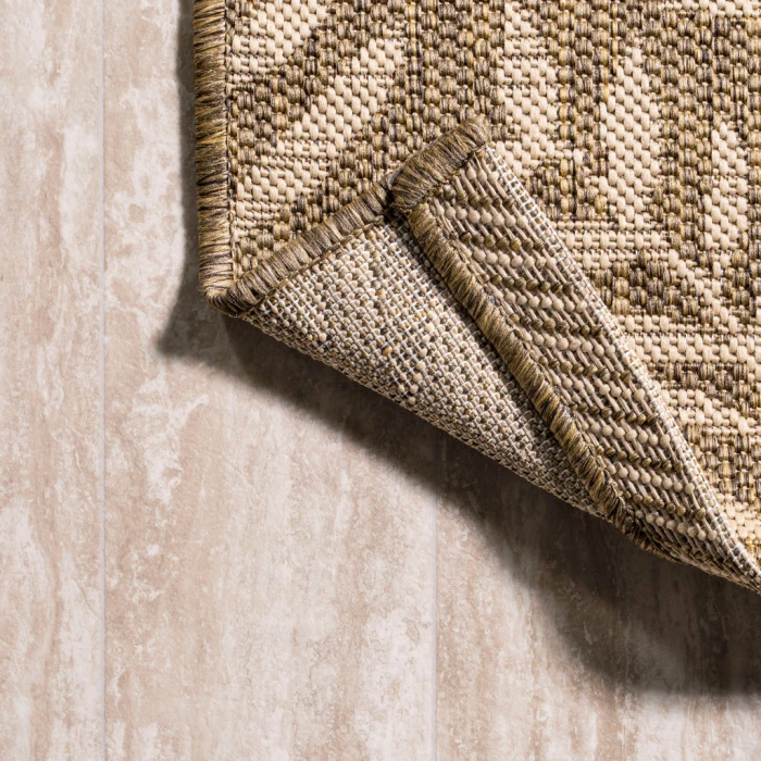 Nevis Palm Frond Brown/Beige 2 ft. x 8 ft. Indoor/Outdoor Runner Rug