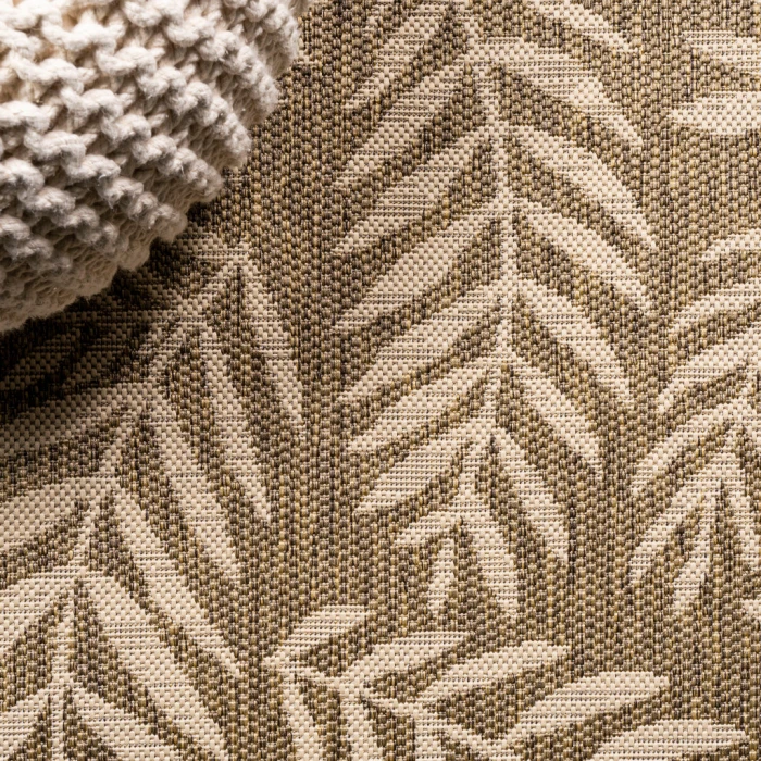 Nevis Palm Frond Brown/Beige 2 ft. x 8 ft. Indoor/Outdoor Runner Rug