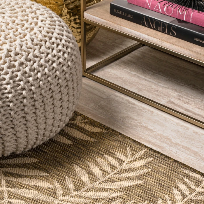 Nevis Palm Frond Brown/Beige 2 ft. x 8 ft. Indoor/Outdoor Runner Rug