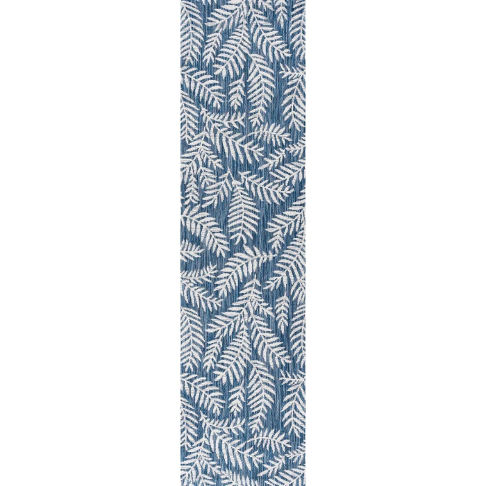 Nevis Palm Frond Navy/Ivory 2 ft. x 8 ft. Indoor/Outdoor Runner Rug