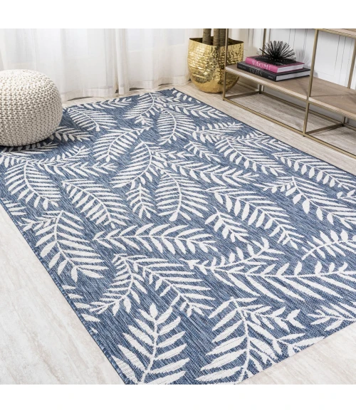 Nevis Palm Frond Navy/Ivory 8 ft. x 10 ft. Indoor/Outdoor Area Rug