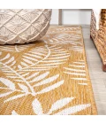 Nevis Palm Frond Yellow/Cream 2 ft. x 10 ft. Indoor/Outdoor Runner Rug