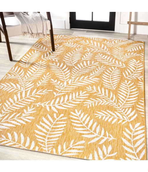 Nevis Palm Frond Yellow/Cream 8 ft. x 10 ft. Indoor/Outdoor Area Rug