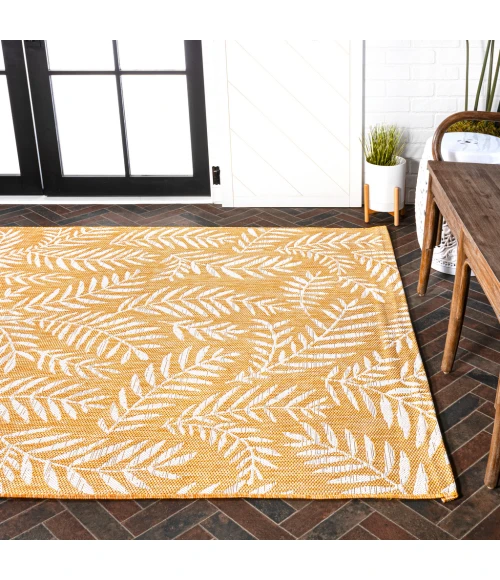 Nevis Palm Frond Yellow/Cream 8 ft. x 10 ft. Indoor/Outdoor Area Rug