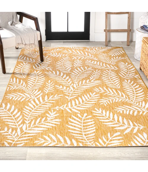Nevis Palm Frond Yellow/Cream 8 ft. x 10 ft. Indoor/Outdoor Area Rug