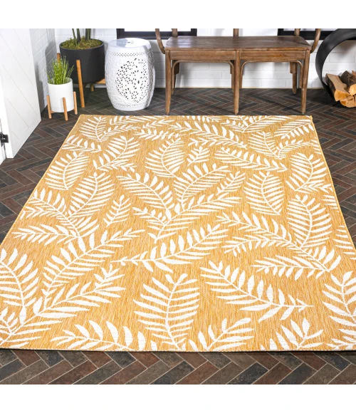 Nevis Palm Frond Yellow/Cream 8 ft. x 10 ft. Indoor/Outdoor Area Rug