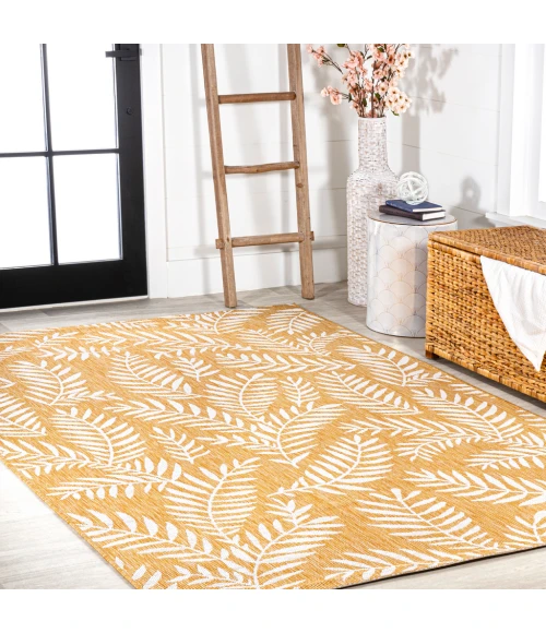 Nevis Palm Frond Yellow/Cream 8 ft. x 10 ft. Indoor/Outdoor Area Rug
