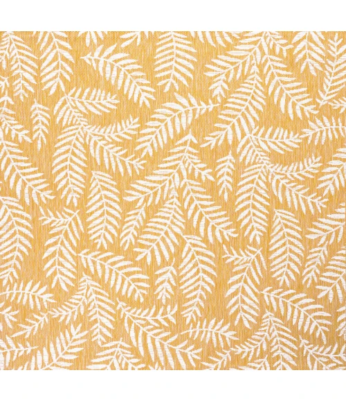 Nevis Palm Frond Yellow/Cream 5' Square Indoor/Outdoor Area Rug