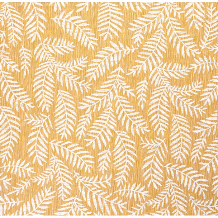 Nevis Palm Frond Yellow/Cream 5' Square Indoor/Outdoor Area Rug