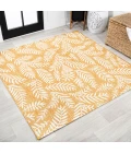 Nevis Palm Frond Yellow/Cream 5' Square Indoor/Outdoor Area Rug