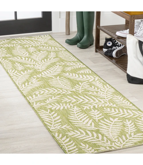 Nevis Palm Frond Green/Cream 2 ft. x 8 ft. Indoor/Outdoor Runner Rug