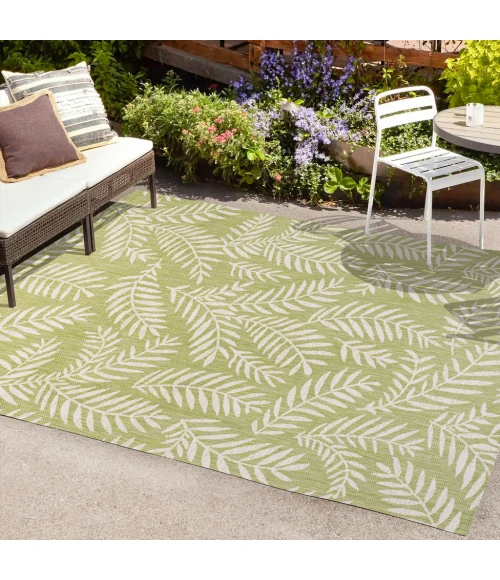 Nevis Palm Frond Green/Cream 8 ft. x 10 ft. Indoor/Outdoor Area Rug