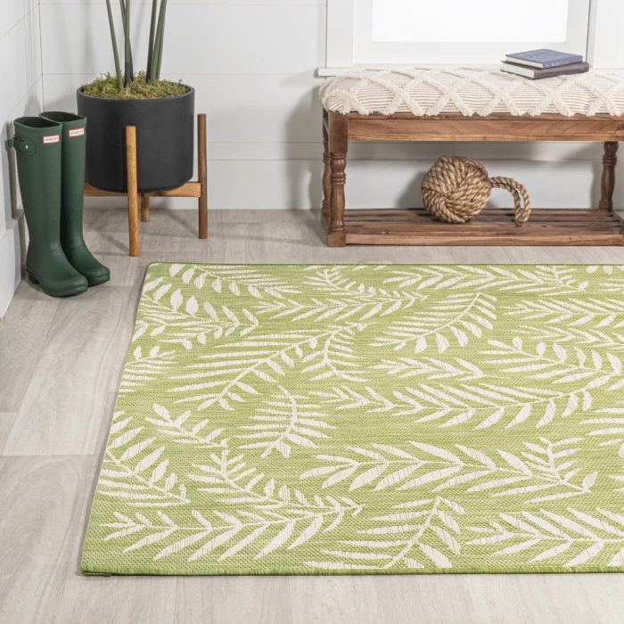 Nevis Palm Frond Green/Cream 8 ft. x 10 ft. Indoor/Outdoor Area Rug