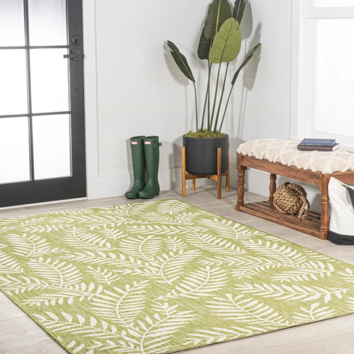 Nevis Palm Frond Green/Cream 8 ft. x 10 ft. Indoor/Outdoor Area Rug