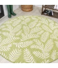 Nevis Palm Frond Green/Cream 5' Round Indoor/Outdoor Area Rug