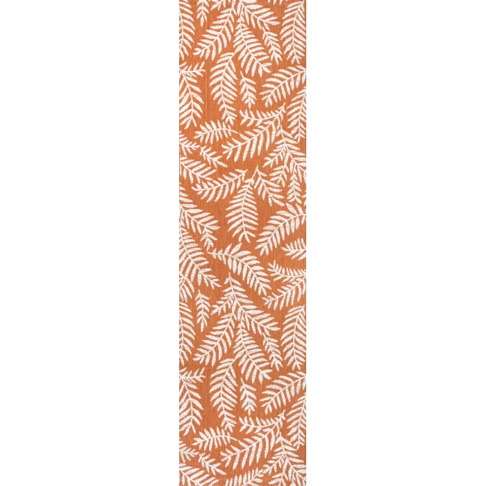 Nevis Palm Frond Orange/Cream 2 ft. x 8 ft. Indoor/Outdoor Runner Rug