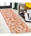 Nevis Palm Frond Orange/Cream 2 ft. x 8 ft. Indoor/Outdoor Runner Rug