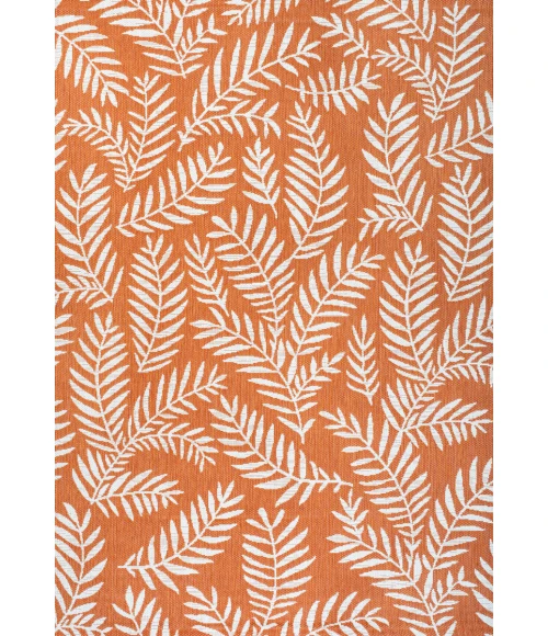 Nevis Palm Frond Orange/Cream 8 ft. x 10 ft. Indoor/Outdoor Area Rug