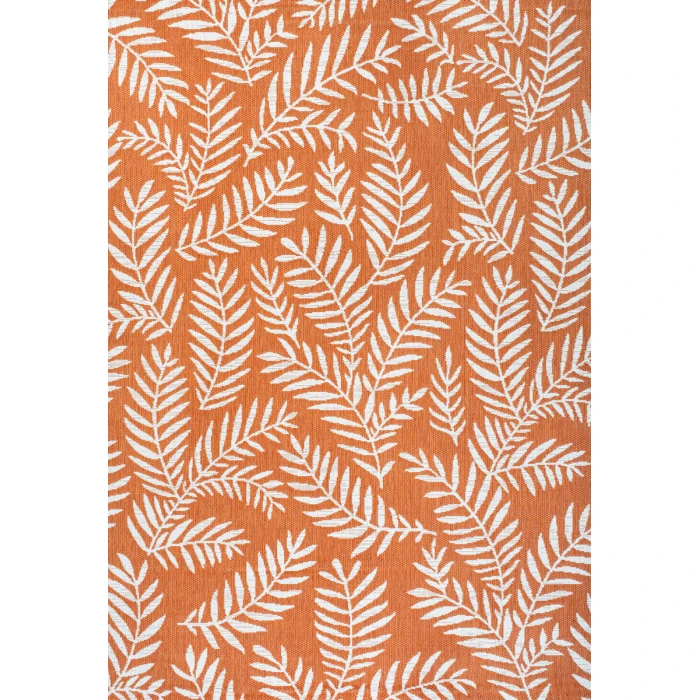 Nevis Palm Frond Orange/Cream 4 ft. x 6 ft. Indoor/Outdoor Area Rug