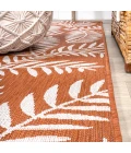 Nevis Palm Frond Orange/Cream 2 ft. x 8 ft. Indoor/Outdoor Runner Rug