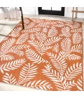 Nevis Palm Frond Orange/Cream 8 ft. x 10 ft. Indoor/Outdoor Area Rug