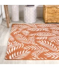 Nevis Palm Frond Orange/Cream 8 ft. x 10 ft. Indoor/Outdoor Area Rug