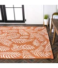 Nevis Palm Frond Orange/Cream 8 ft. x 10 ft. Indoor/Outdoor Area Rug