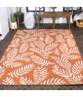 Nevis Palm Frond Orange/Cream 8 ft. x 10 ft. Indoor/Outdoor Area Rug