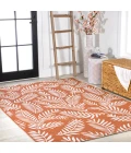 Nevis Palm Frond Orange/Cream 8 ft. x 10 ft. Indoor/Outdoor Area Rug