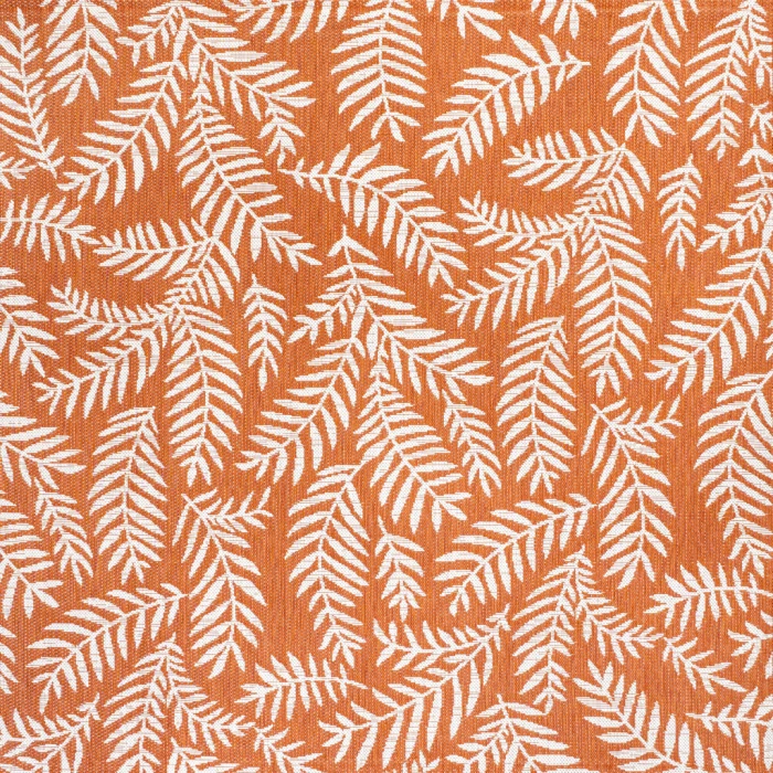 Nevis Palm Frond Orange/Cream 5' Square Indoor/Outdoor Area Rug