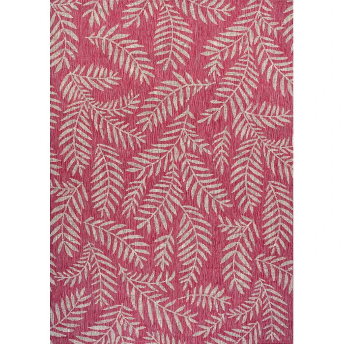 Nevis Palm Frond Fuchsia/Light Gray 4 ft. x 6 ft. Indoor/Outdoor Area Rug