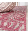 Nevis Palm Frond Fuchsia/Light Gray 5' Round Indoor/Outdoor Area Rug