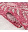 Nevis Palm Frond Fuchsia/Light Gray 5' Round Indoor/Outdoor Area Rug