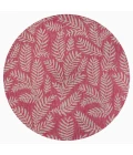 Nevis Palm Frond Fuchsia/Light Gray 5' Round Indoor/Outdoor Area Rug