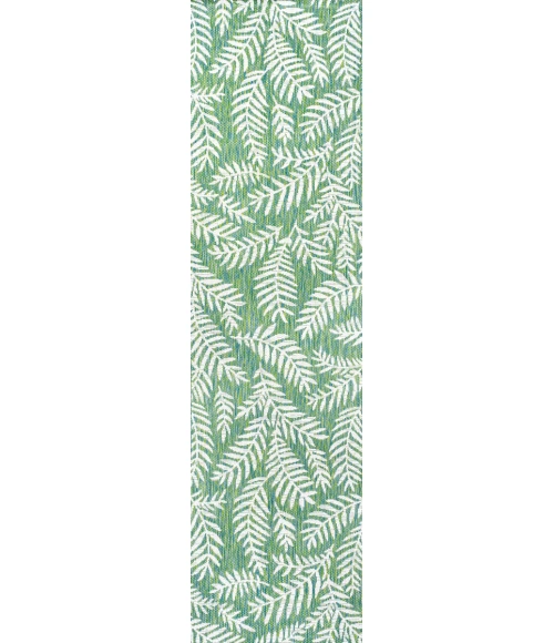 Nevis Palm Frond Cream/Green 2 ft. x 10 ft. Indoor/Outdoor Runner Rug