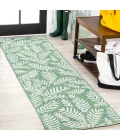 Nevis Palm Frond Cream/Green 2 ft. x 10 ft. Indoor/Outdoor Runner Rug